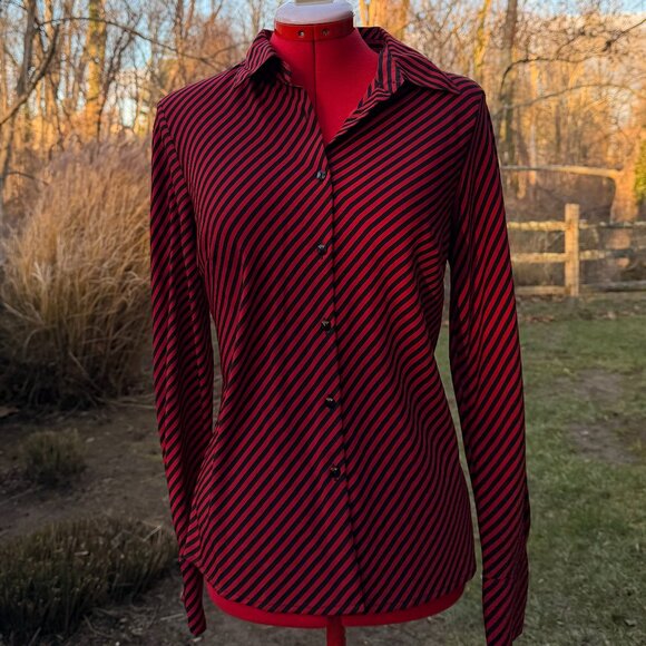 Red & Black Striped Button Down Top - Picture 6 of 6